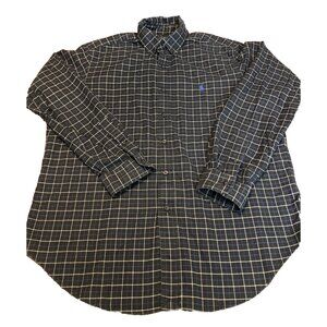 Ralph Lauren Classic Fit Plaid Men's Large Button Down Black Preppy Office